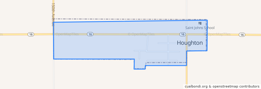 Mapa de ubicacion de Houghton.