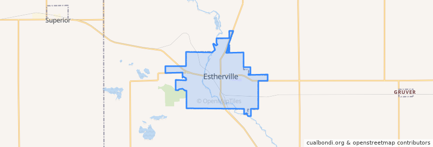 Mapa de ubicacion de Estherville.