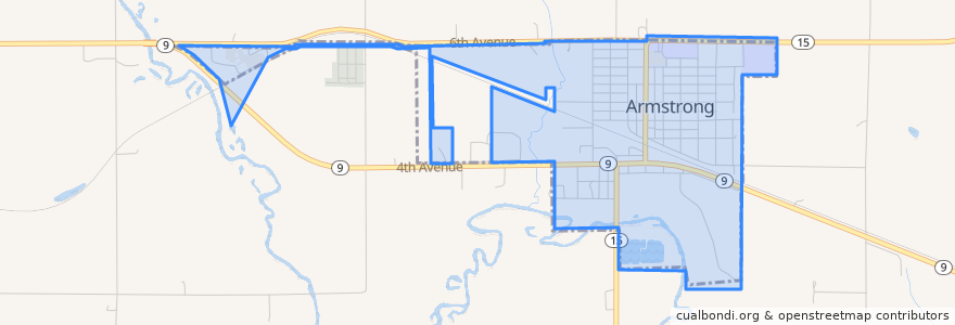 Mapa de ubicacion de Armstrong.