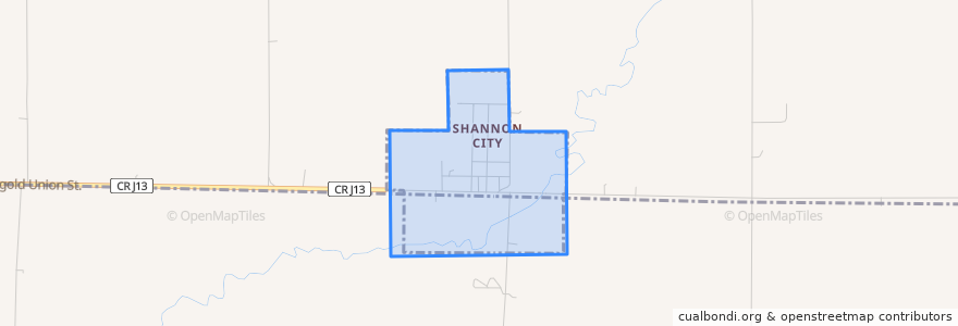 Mapa de ubicacion de Shannon City.