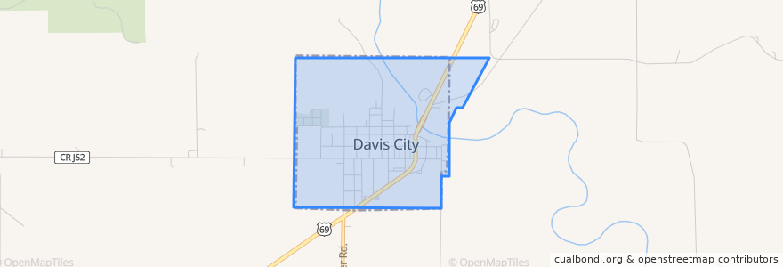 Mapa de ubicacion de Davis City.