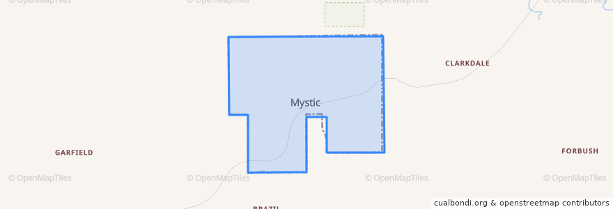 Mapa de ubicacion de Mystic.