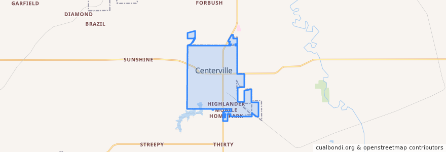 Mapa de ubicacion de Centerville.