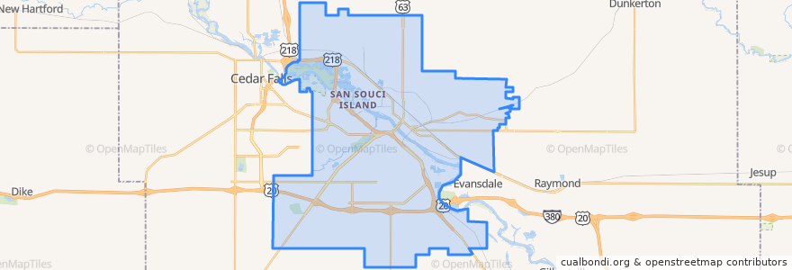 Mapa de ubicacion de Waterloo.