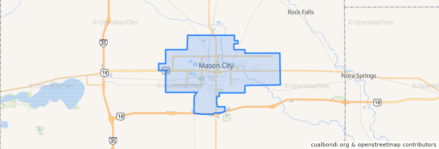 Mapa de ubicacion de Mason City.