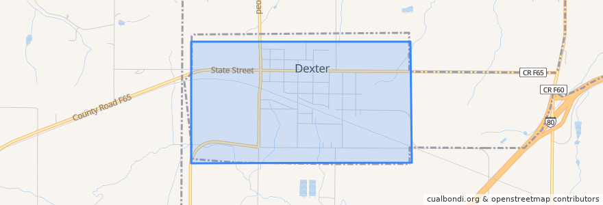 Mapa de ubicacion de Dexter.