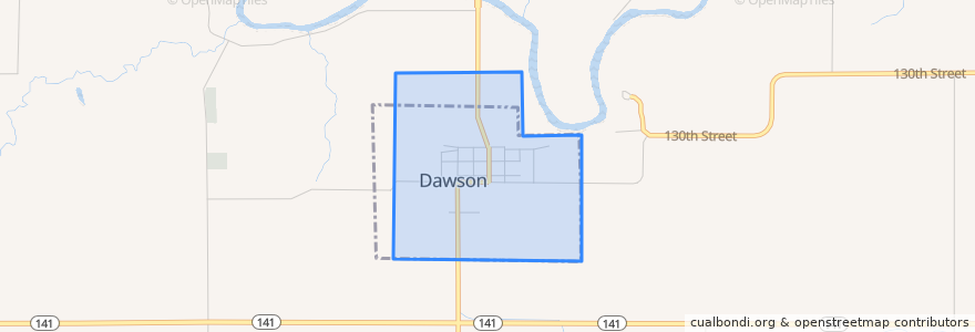 Mapa de ubicacion de Dawson.