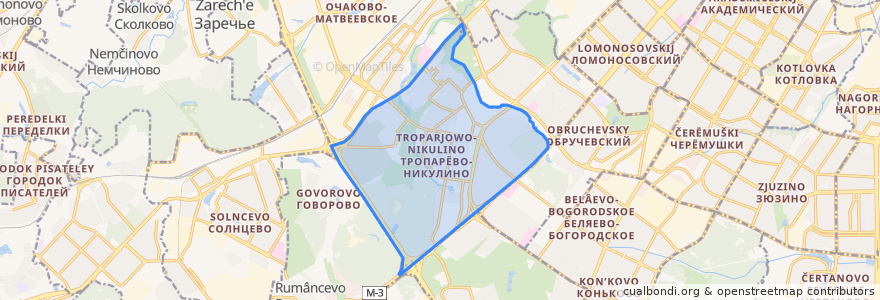 Mapa de ubicacion de Тропарёво-Никулино.