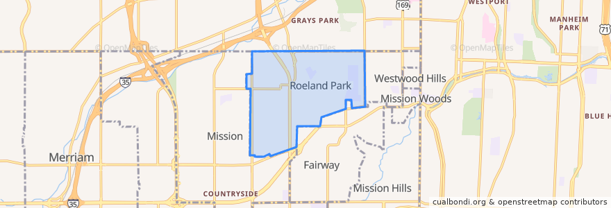 Mapa de ubicacion de Roeland Park.