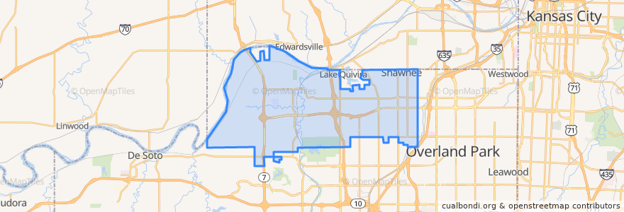 Mapa de ubicacion de Shawnee.