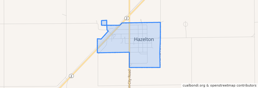 Mapa de ubicacion de Hazelton.