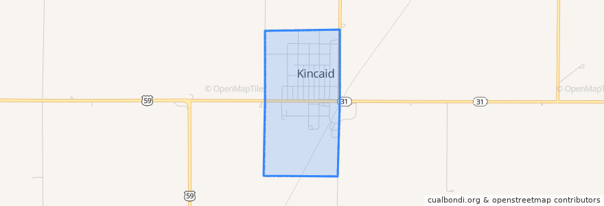 Mapa de ubicacion de Kincaid.