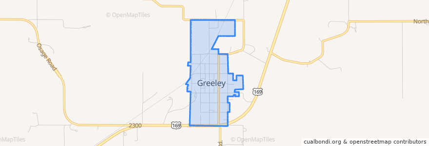 Mapa de ubicacion de Greeley.