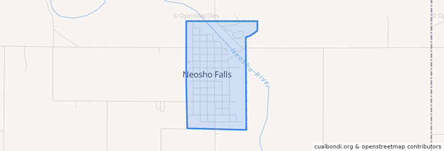 Mapa de ubicacion de Neosho Falls.