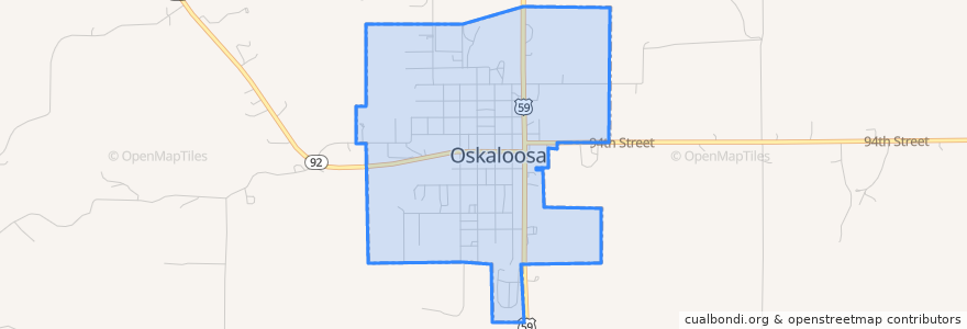 Mapa de ubicacion de Oskaloosa.