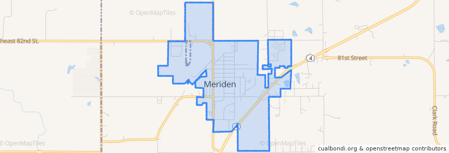 Mapa de ubicacion de Meriden.