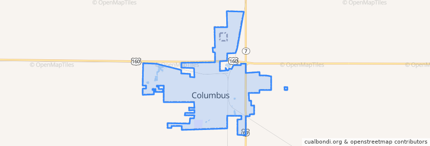 Mapa de ubicacion de Columbus.