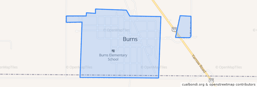 Mapa de ubicacion de Burns.