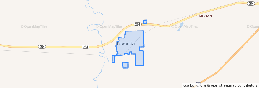 Mapa de ubicacion de Towanda.