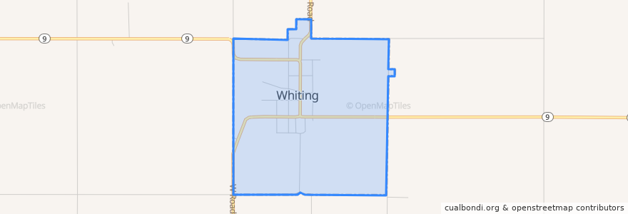 Mapa de ubicacion de Whiting.