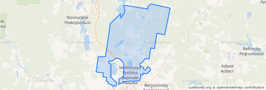 Mapa de ubicacion de городской округ Верхняя Пышма.