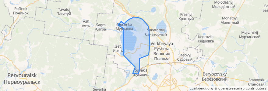 Mapa de ubicacion de городской округ Среднеуральск.