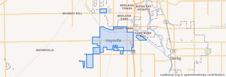 Mapa de ubicacion de Haysville.