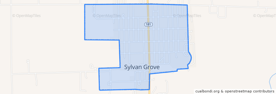 Mapa de ubicacion de Sylvan Grove.