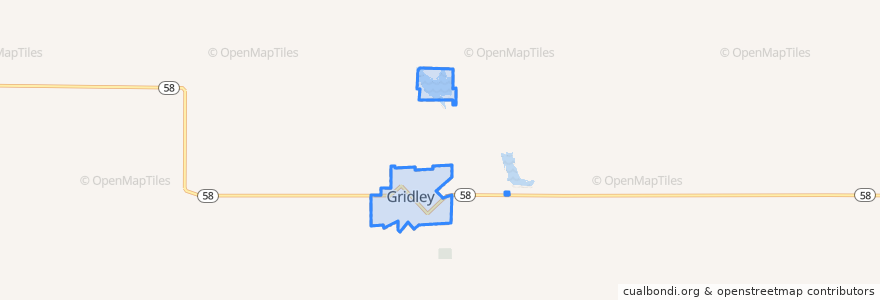 Mapa de ubicacion de Gridley.