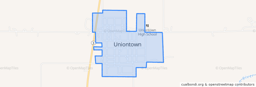 Mapa de ubicacion de Uniontown.