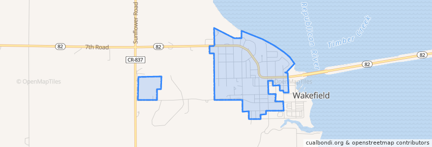 Mapa de ubicacion de Wakefield.