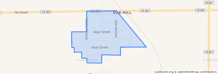 Mapa de ubicacion de Oak Hill.