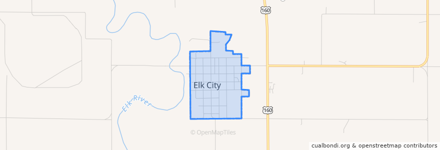 Mapa de ubicacion de Elk City.