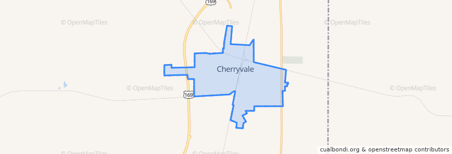 Mapa de ubicacion de Cherryvale.