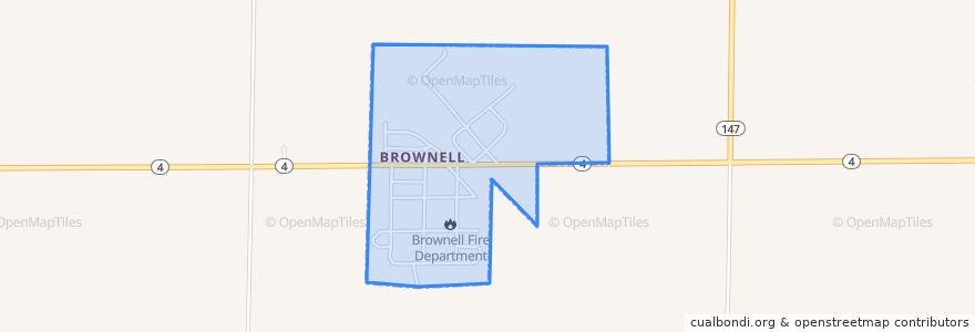 Mapa de ubicacion de Brownell.