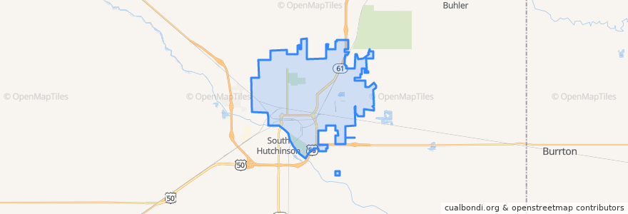 Mapa de ubicacion de Hutchinson.