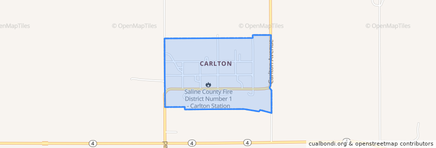 Mapa de ubicacion de Carlton.