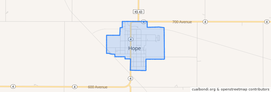 Mapa de ubicacion de Hope.