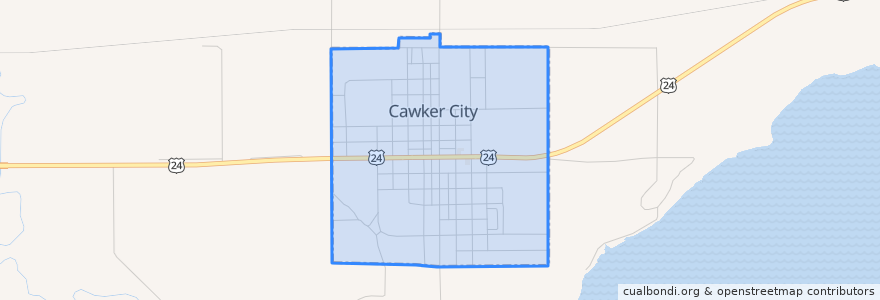 Mapa de ubicacion de Cawker City.