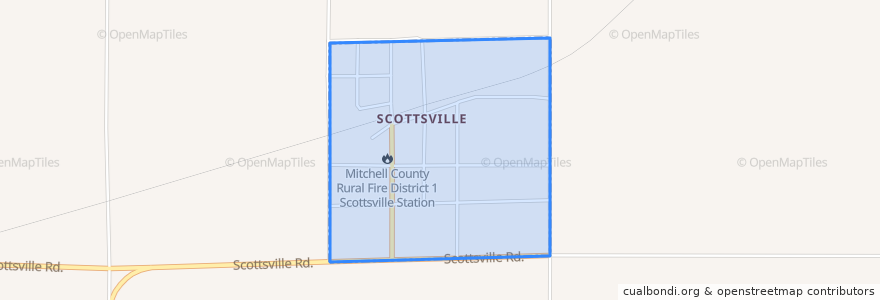 Mapa de ubicacion de Scottsville.