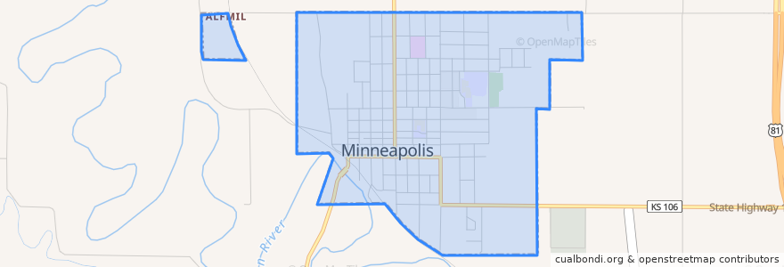 Mapa de ubicacion de Minneapolis.