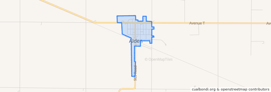 Mapa de ubicacion de Alden.