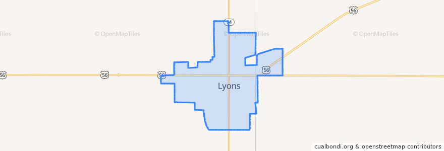 Mapa de ubicacion de Lyons.