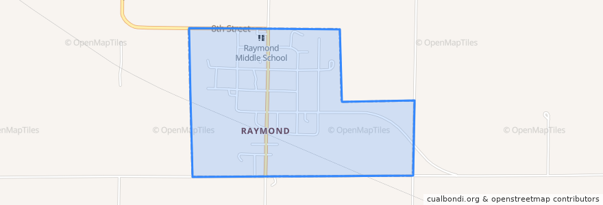 Mapa de ubicacion de Raymond.