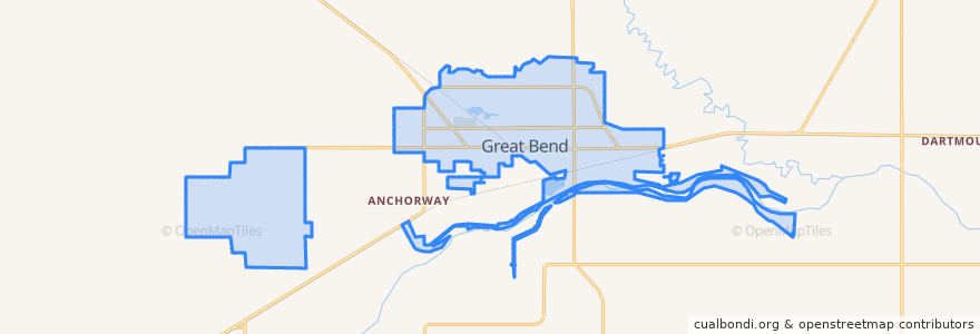 Mapa de ubicacion de Great Bend.