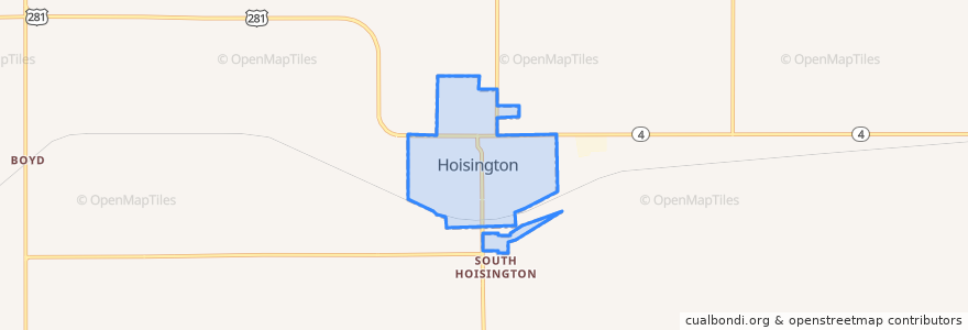 Mapa de ubicacion de Hoisington.