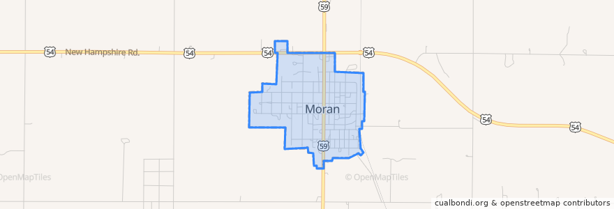 Mapa de ubicacion de Moran.