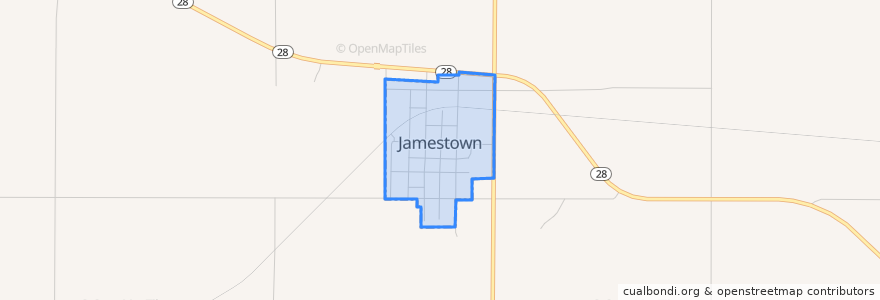 Mapa de ubicacion de Jamestown.