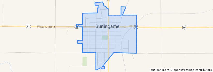 Mapa de ubicacion de Burlingame.