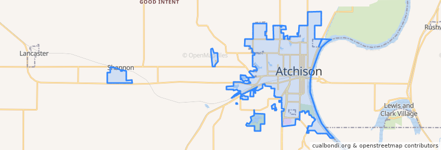 Mapa de ubicacion de Atchison.